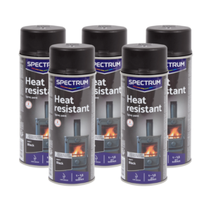 Lot de 5 Bombes Peinture en aérosol haute température Spectrum Noir mat 400 ml
