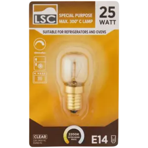 Ampoule four / réfrigérateur T25 LSC – E14, 25 W, 125 lm, résistante jusqu’à 300 °C