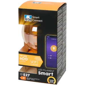 Ampoule LED connectée à filament E27 600 lm – LSC Smart Connect (blanc 1800K à 2700K)
