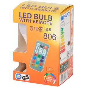 Ampoule LED multicolore E27 8,5 W (806 lm) avec télécommande