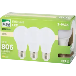 Ampoules LED LSC E27 blanc chaud 3000 K – 806 lm (x3)