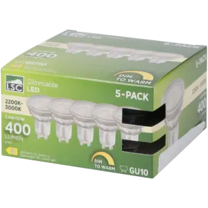 Ampoules LED LSC GU10 blanches 4,5 W – 400 lm – Lot de 5, gradables