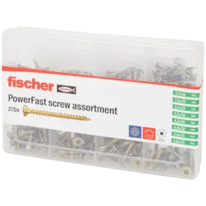 Assortiment de vis dorées Fischer en acier – divers formats