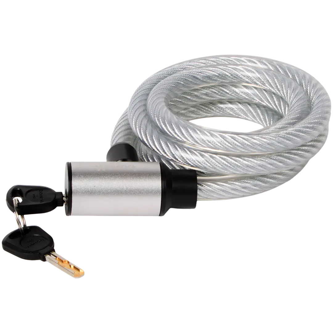 Câble antivol Walfort 180 cm avec cadenas 12 mm (2 clés) – Gris/Rouge/Noir