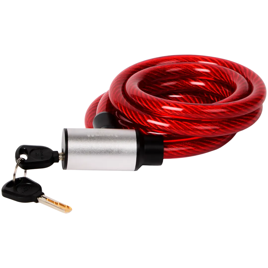 Câble antivol Walfort 180 cm avec cadenas 12 mm (2 clés) – Gris/Rouge/Noir – Image 2