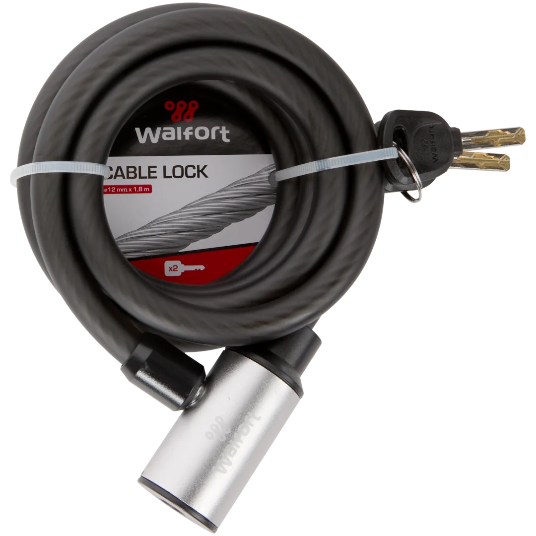 Câble antivol Walfort 180 cm avec cadenas 12 mm (2 clés) – Gris/Rouge/Noir – Image 4