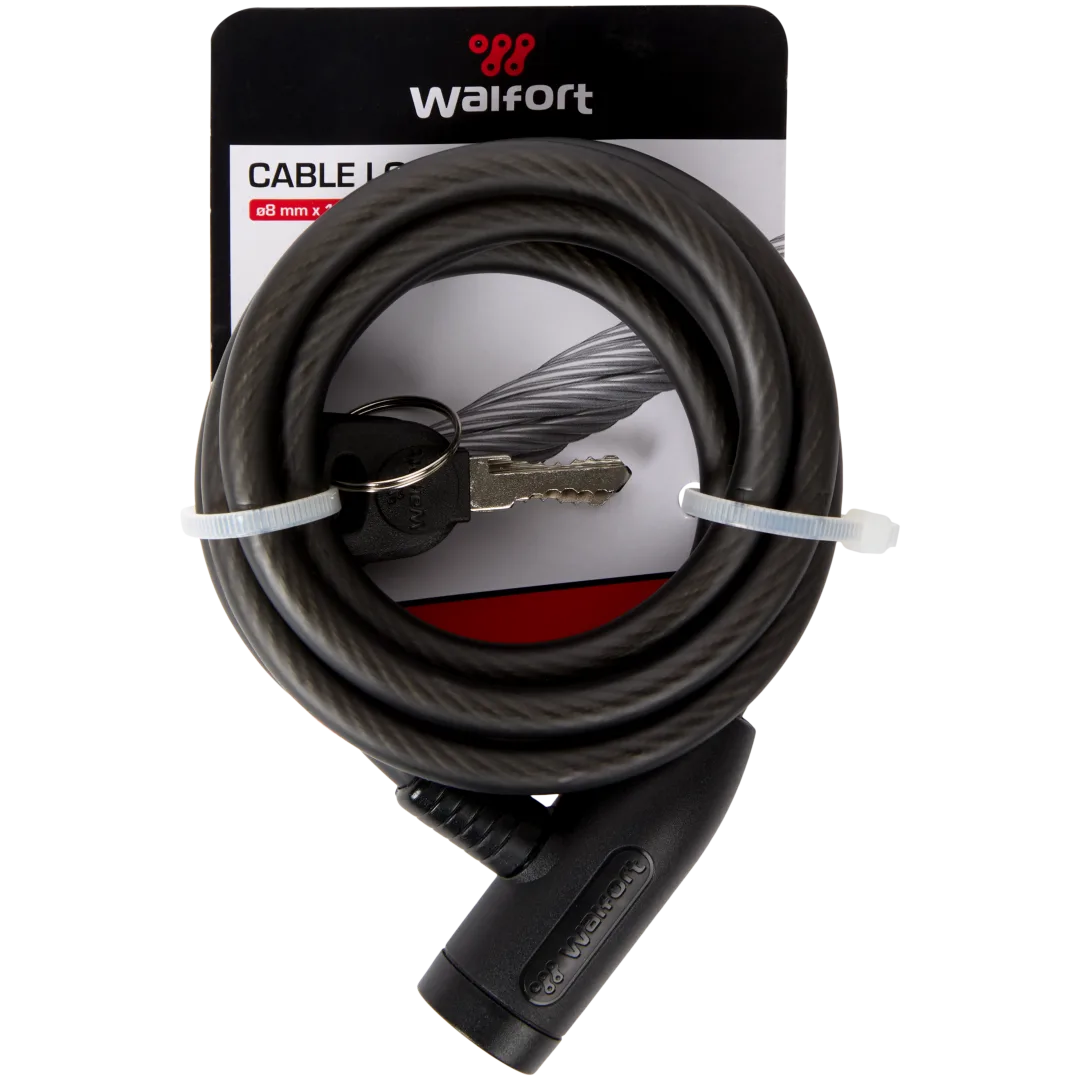 Câble antivol Walfort acier noir 8 mm avec 2 clés (vélo) – Image 2