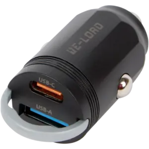 Chargeur allume-cigare 2 ports USB-A & USB-C Re-load – 65 W (câble USB-C vers USB-A inclus)