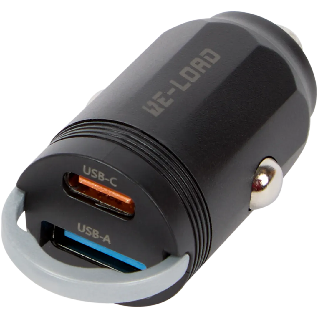 Chargeur allume-cigare 2 ports USB-A & USB-C Re-load – 65 W (câble USB-C vers USB-A inclus)