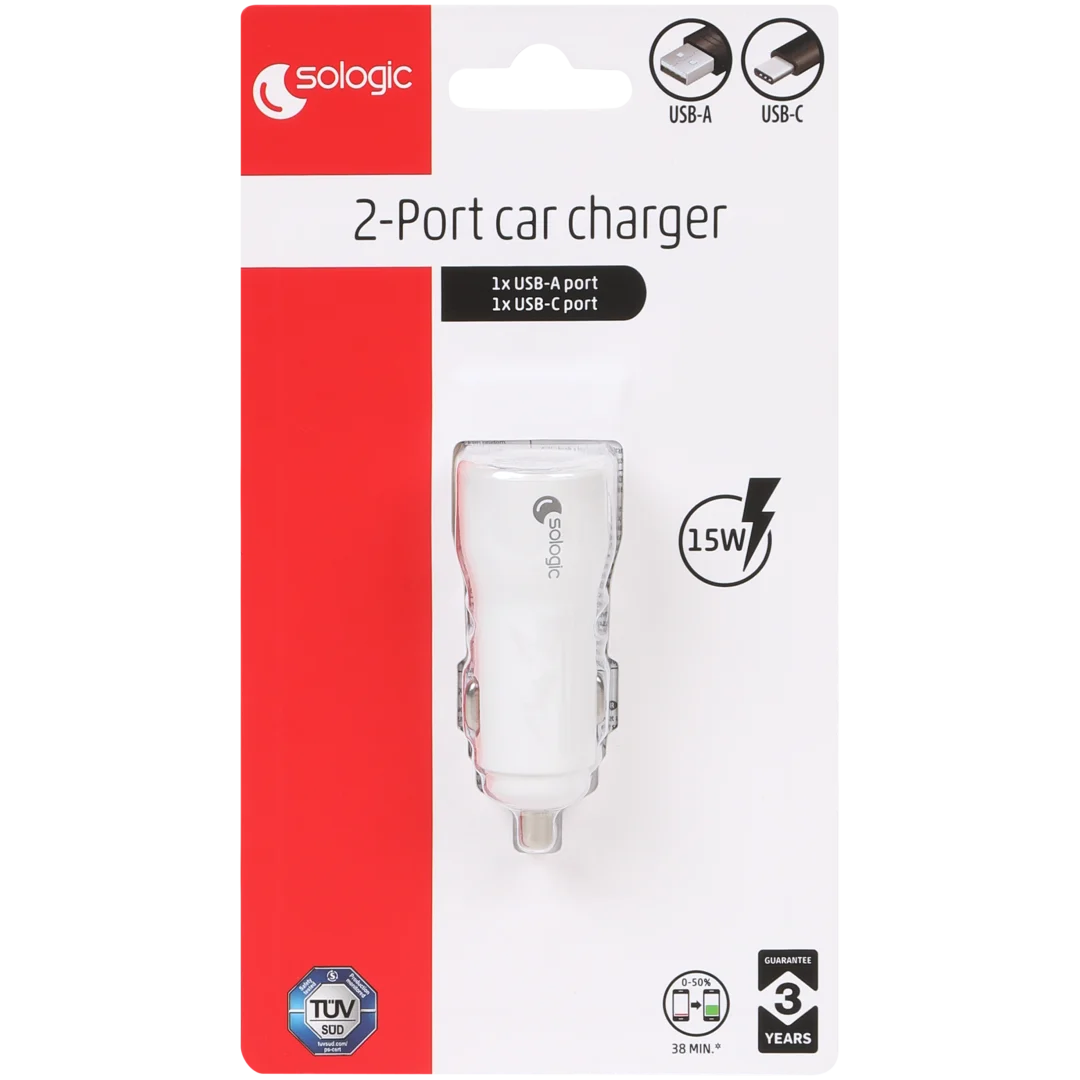 Chargeur allume-cigare voiture Sologic 2 ports USB-A & USB-C – 15 W – Image 3