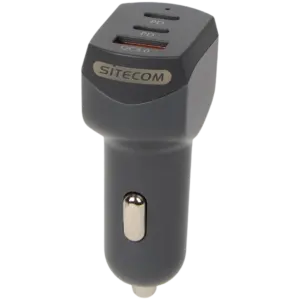 Chargeur rapide allume-cigare Sitecom 30 W – 2× USB‑C + 1× USB‑A