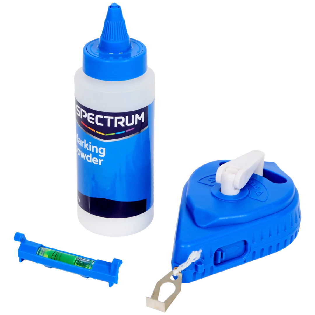 Cordeau traceur Spectrum 30 m avec poudre bleue + niveau (3 pièces)