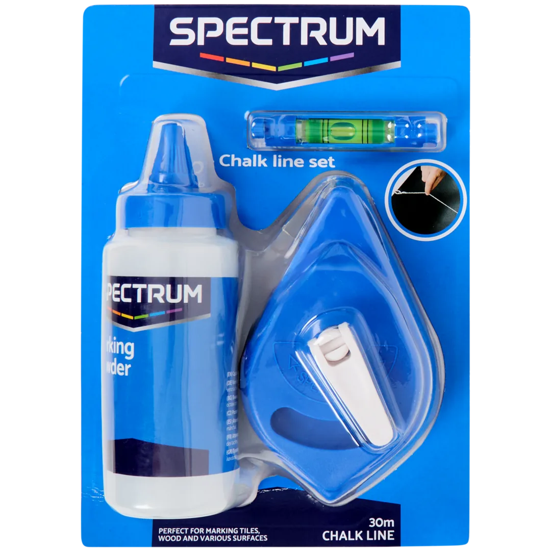 Cordeau traceur Spectrum 30 m avec poudre bleue + niveau (3 pièces) – Image 2