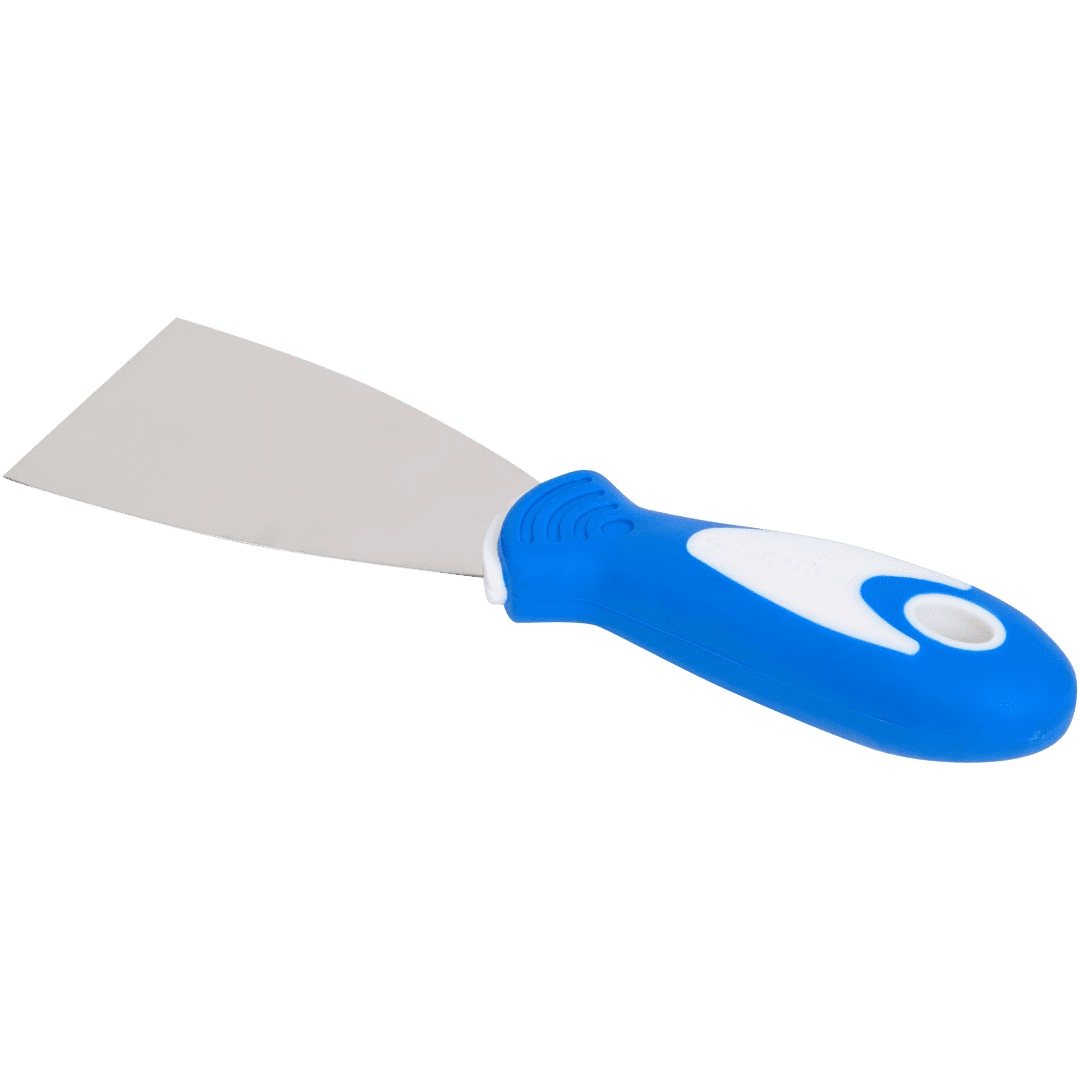 Couteau à enduire Spectrum en acier inoxydable – poignée caoutchouc bleue