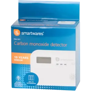 Détecteur de monoxyde de carbone Smartwares – alarme sonore, capteur 10 ans, piles incluses