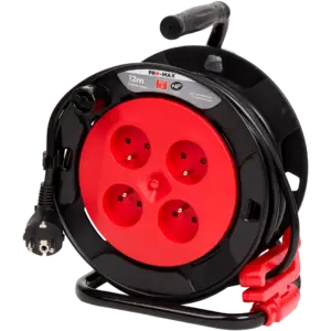 Enrouleur de câble électrique Pro-max 12 m – 4 prises 230 V