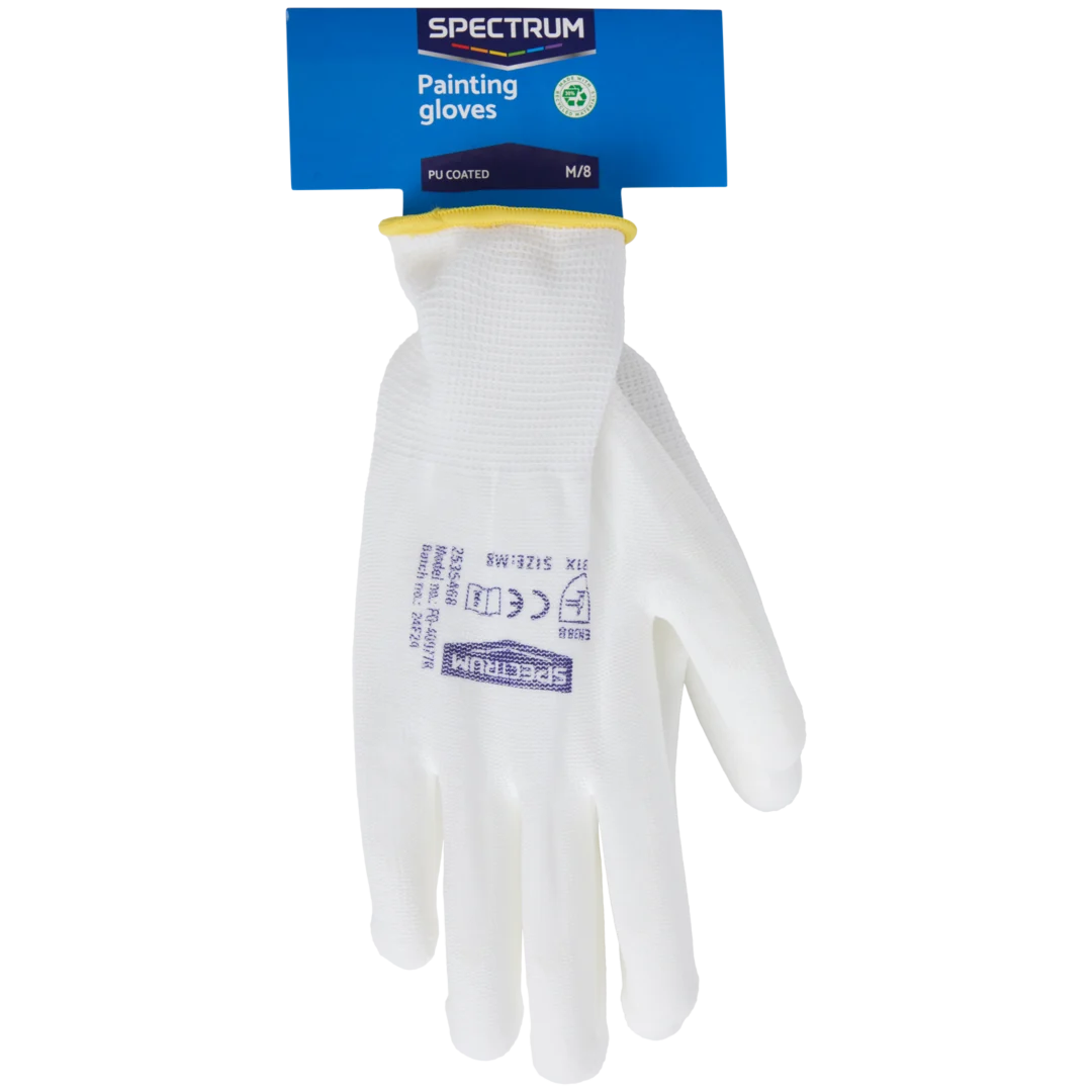 Gants de peinture Spectrum sans coutures – revêtement PU, blancs (taille M) – Image 2