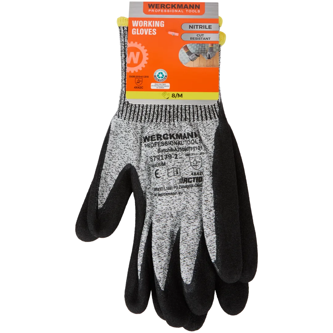 Gants de travail Werckmann en nitrile – résistants aux coupures (HPPE) – Image 2