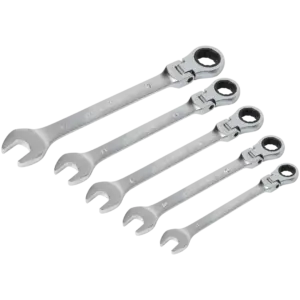 Jeu de 5 clés à cliquet flexibles Werckmann – têtes pivotantes 180° (8 à 17 mm)