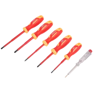 Jeu de 6 tournevis VDE Werckmann – pointes magnétiques, plats & cruciformes