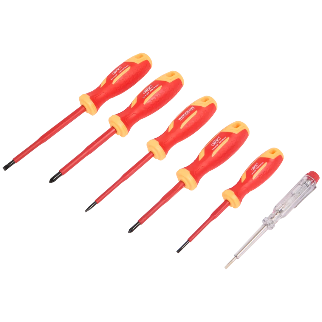 Jeu de 6 tournevis VDE Werckmann – pointes magnétiques, plats & cruciformes
