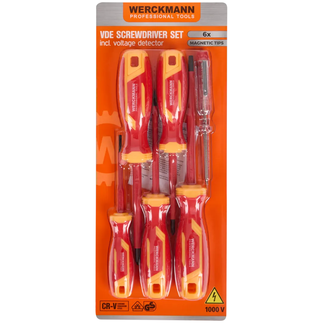 Jeu de 6 tournevis VDE Werckmann – pointes magnétiques, plats & cruciformes – Image 2