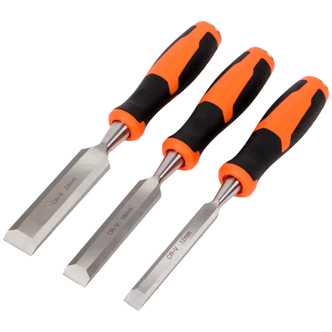 Jeu de ciseaux à bois Werckmann – 3 burins 12, 18 et 24 mm