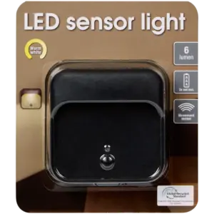 Lampe LED à détecteur de mouvement – Blanc chaud (6 lm), portée 3 à 5 m