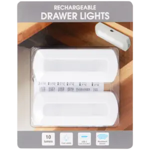 Lampes LED pour tiroirs avec détecteur de mouvement (x2) – blanc froid, recharge USB‑C