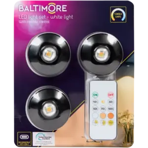 Lampes LED rechargeables Baltimore (lot de 3) avec télécommande