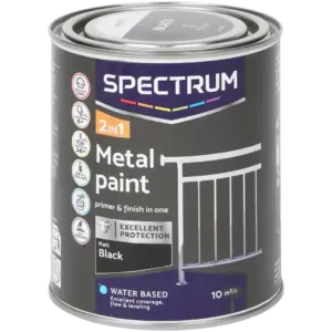 Laque métallisée 2-en-1 Spectrum Noir mat – base + finition (750 ml)