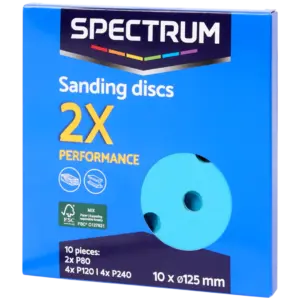 Lot de 10 disques de ponçage Spectrum Ø 125 mm (P80/P120/P240) – auto-agrippants, perforés
