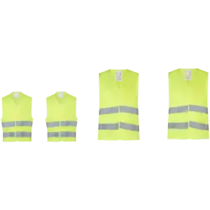 Lot de 4 gilets de sécurité réfléchissants famille – 2 adultes + 2 enfants, jaune, avec sac
