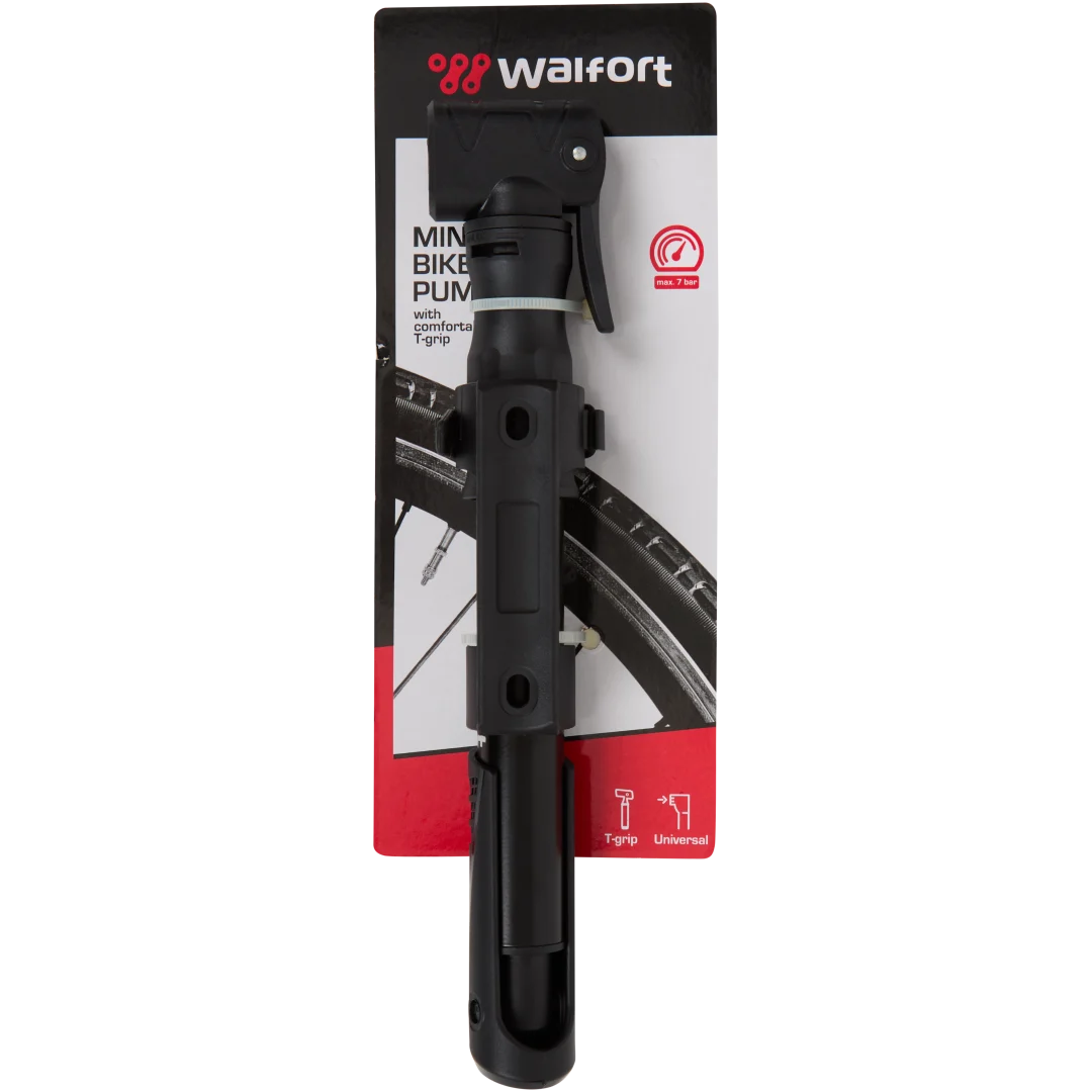 Mini-pompe à vélo universelle Walfort – jusqu’à 7 bars, poignée en T – Image 3