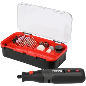 Outil multifonctions sans-fil FERM 8 V avec mallette, chargeur et 24 accessoires