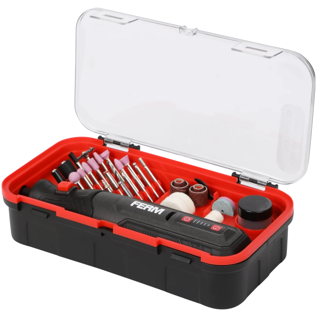 Outil multifonctions sans-fil FERM 8 V avec mallette, chargeur et 24 accessoires – Image 2