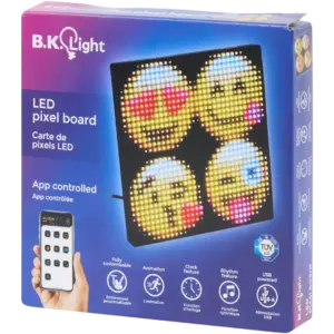 Panneau pixel LED USB avec fonction horloge et mode rythme – Noir