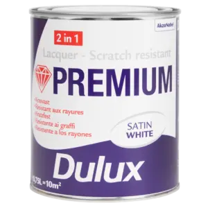 Peinture acrylique Dulux 2-en-1 Satin blanc 0,75 L (bois)