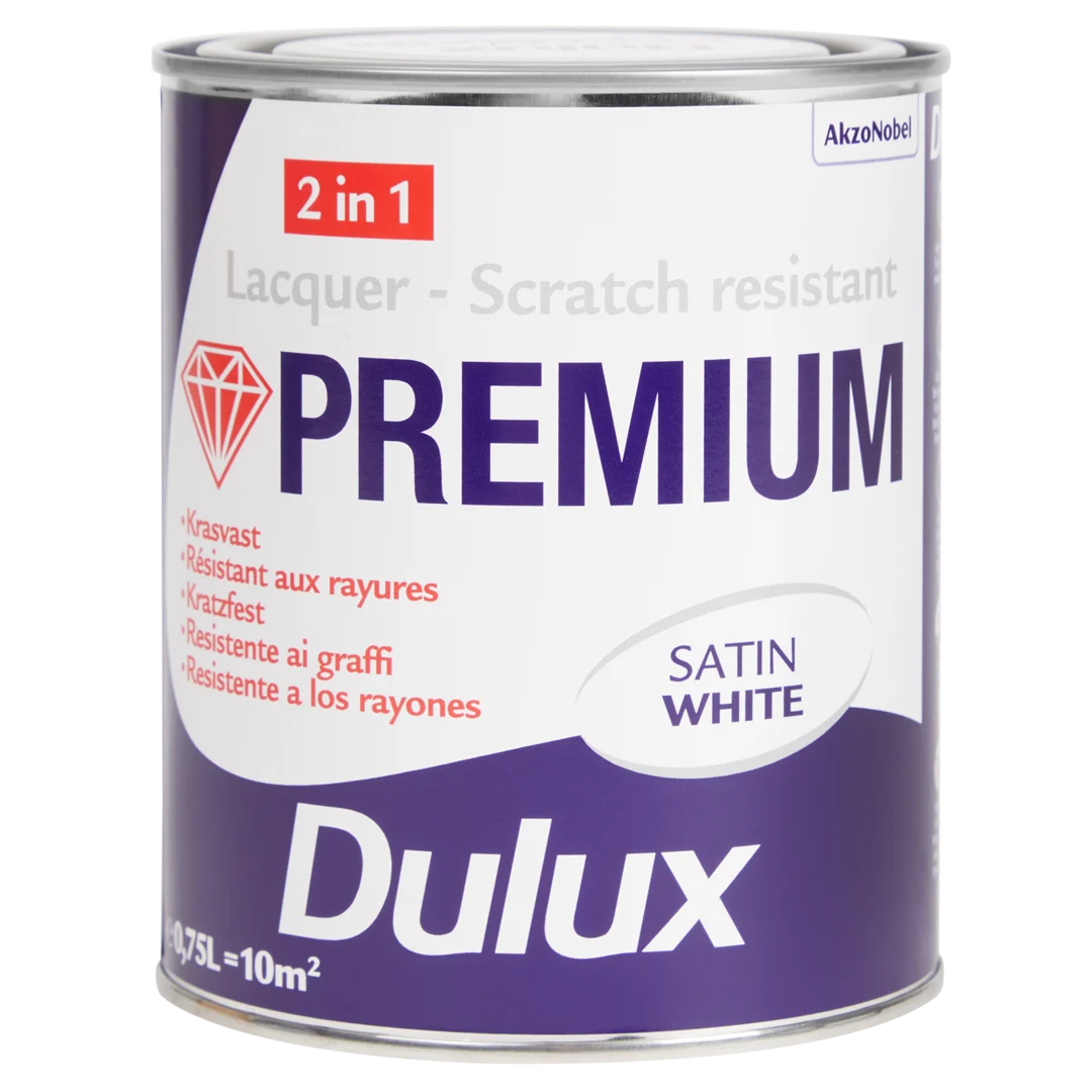 Peinture acrylique Dulux 2-en-1 Satin blanc 0,75 L (bois)
