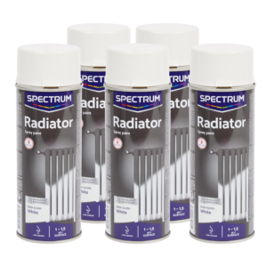 Lot de 5 Bombes Peinture en aérosol pour radiateur Spectrum Blanc – 400 ml, haute brillance