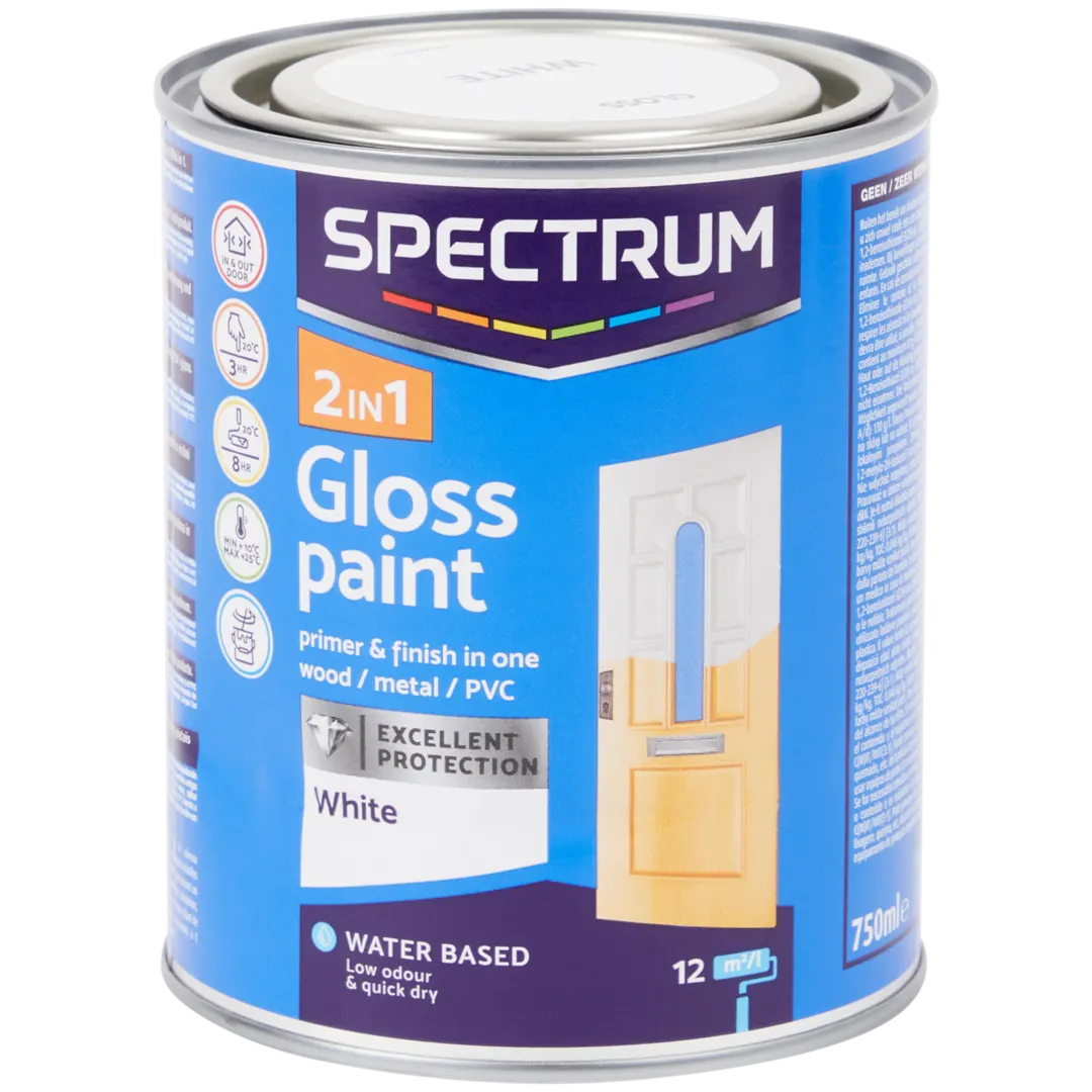 Peinture haute brillance 2-en-1 Spectrum Blanc 750 ml – apprêt + finition