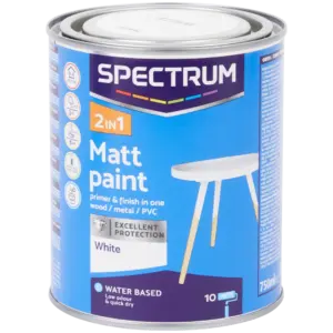 Peinture mate 2-en-1 Spectrum Blanc – apprêt + finition (750 ml)