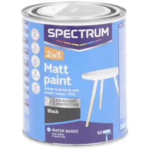 Peinture mate 2-en-1 Spectrum Noir – apprêt + finition, 750 ml