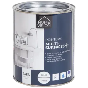 Peinture multi-surfaces satinée blanche Home Vision – Intérieur (rendement env. 8 m²)