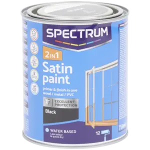 Peinture satinée 2-en-1 Spectrum Noir – apprêt + finition (750 ml)