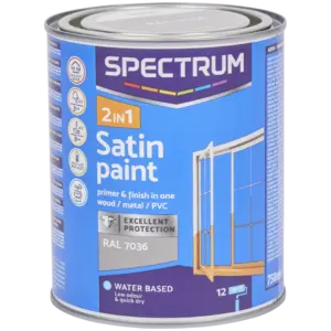 Peinture satinée 2-en-1 Spectrum RAL 7036 – Gris – 750 ml