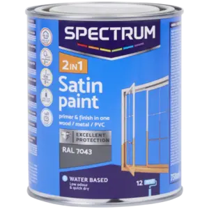 Peinture satinée 2-en-1 Spectrum RAL 7043 – Gris (750 ml)