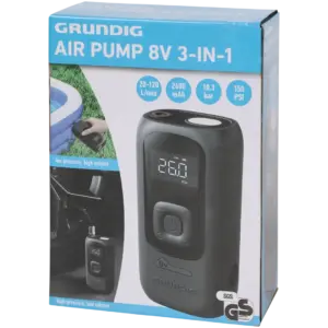 Pompe à air sans fil 3 en 1 Grundig (gonflage & dégonflage) – 10,3 bar, écran digital