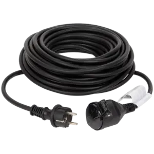 Rallonge extérieure Pro-max IP44 – 15 m, 1 prise, noir