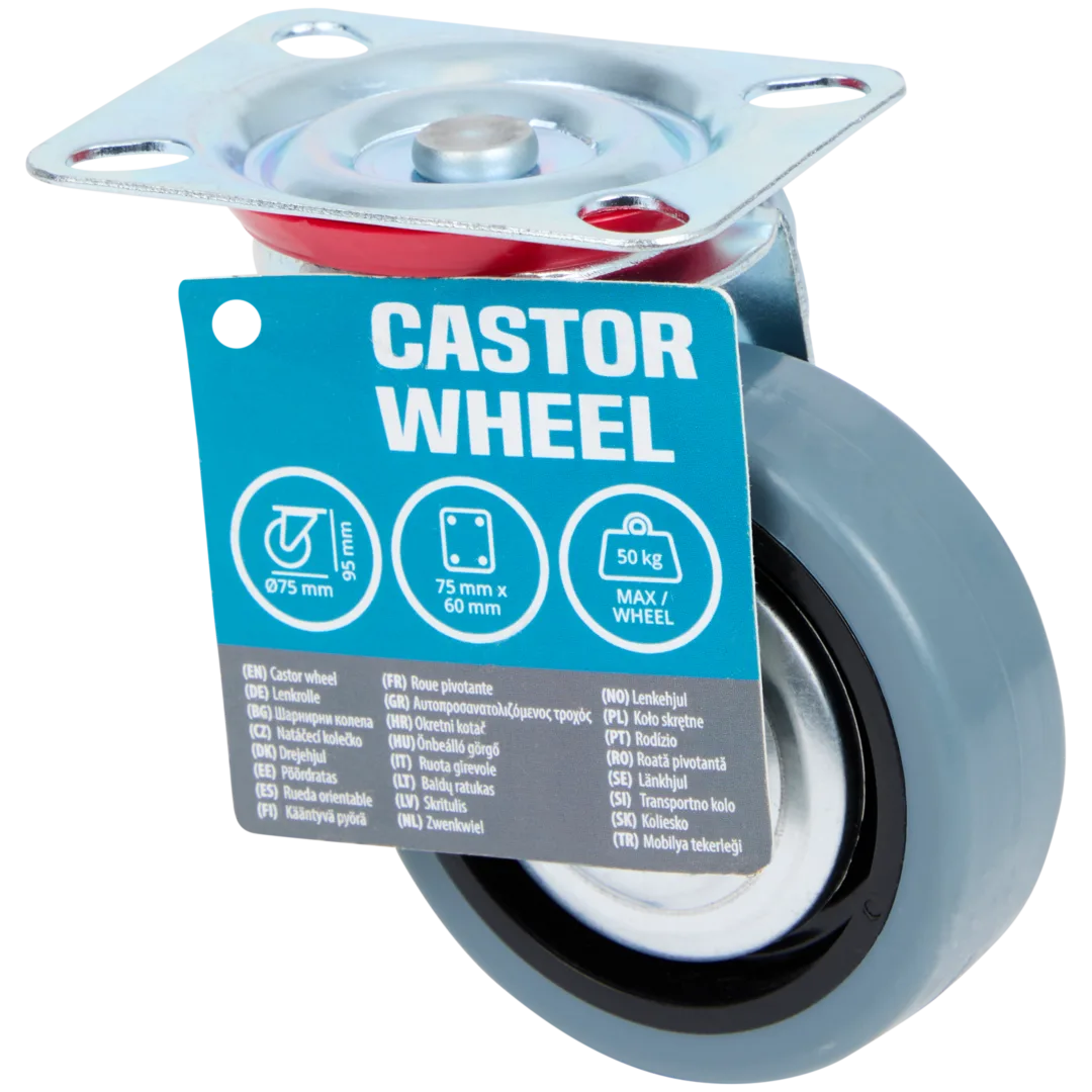 Roue pivotante en fer 50 kg – couleur argent – Image 2